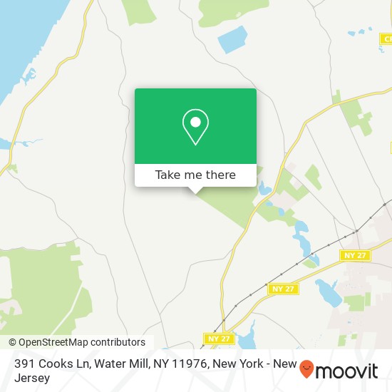 Mapa de 391 Cooks Ln, Water Mill, NY 11976