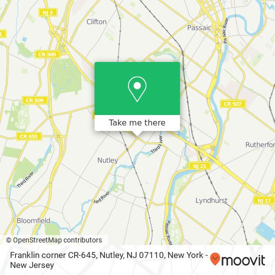 Franklin corner CR-645, Nutley, NJ 07110 map