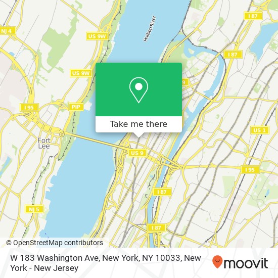 W 183 Washington Ave, New York, NY 10033 map