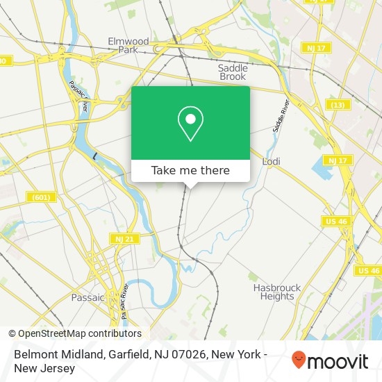 Mapa de Belmont Midland, Garfield, NJ 07026
