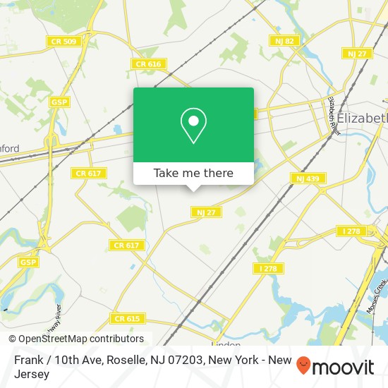 Mapa de Frank / 10th Ave, Roselle, NJ 07203