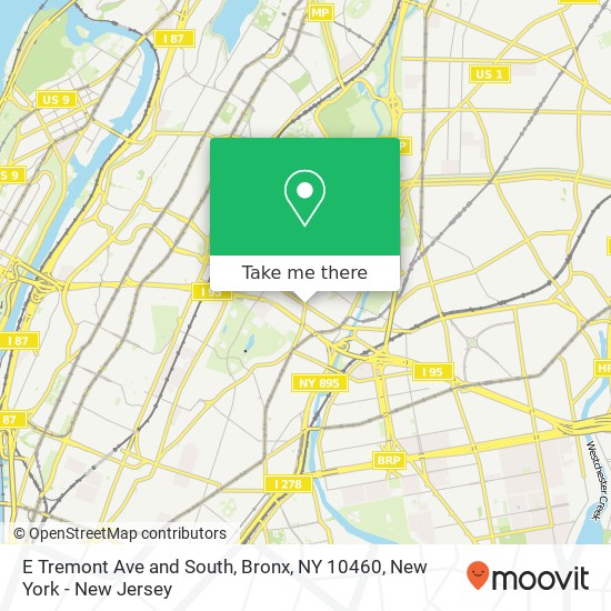 Mapa de E Tremont Ave and South, Bronx, NY 10460