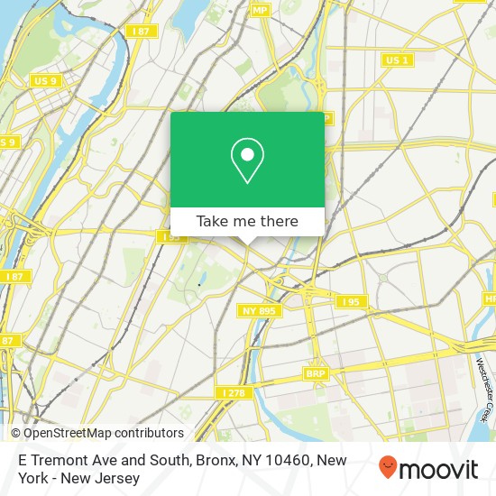 E Tremont Ave and South, Bronx, NY 10460 map