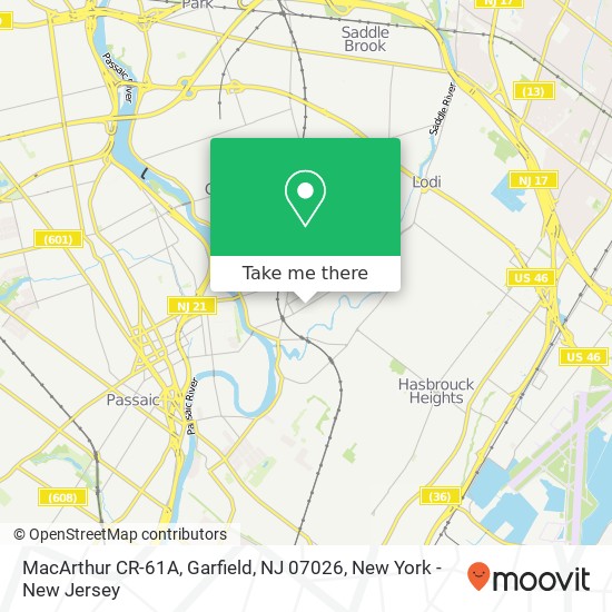 Mapa de MacArthur CR-61A, Garfield, NJ 07026