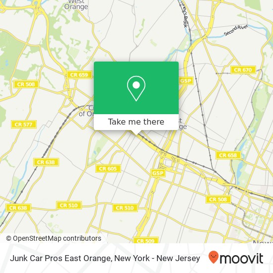 Mapa de Junk Car Pros East Orange