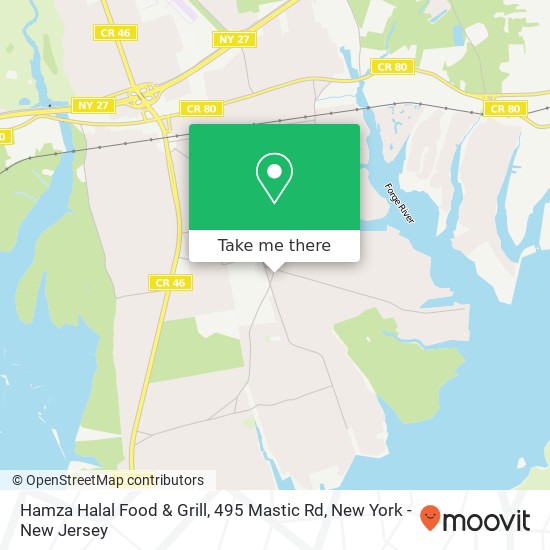 Mapa de Hamza Halal Food & Grill, 495 Mastic Rd