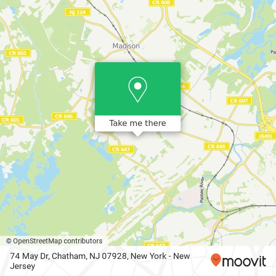 Mapa de 74 May Dr, Chatham, NJ 07928