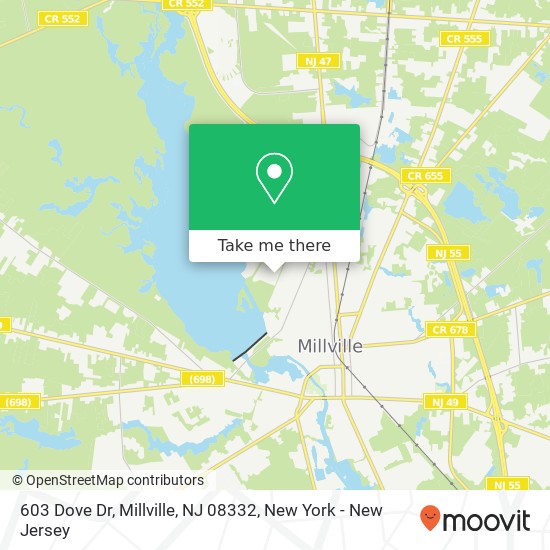 Mapa de 603 Dove Dr, Millville, NJ 08332