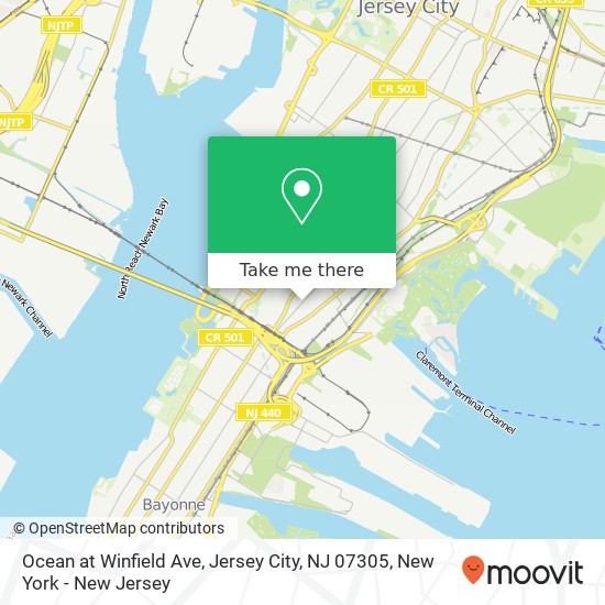 Ocean at Winfield Ave, Jersey City, NJ 07305 map