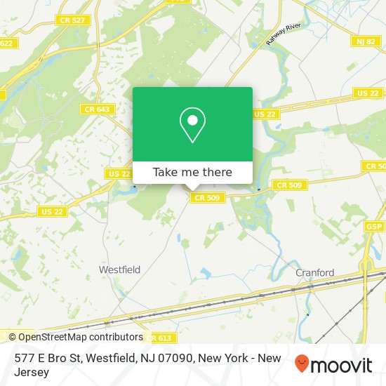 Mapa de 577 E Bro St, Westfield, NJ 07090
