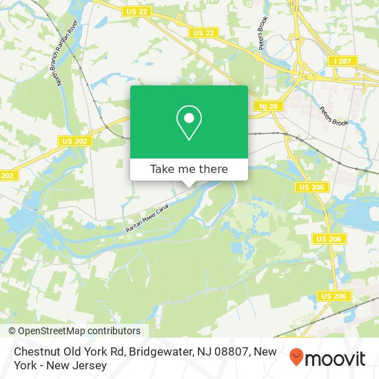 Mapa de Chestnut Old York Rd, Bridgewater, NJ 08807