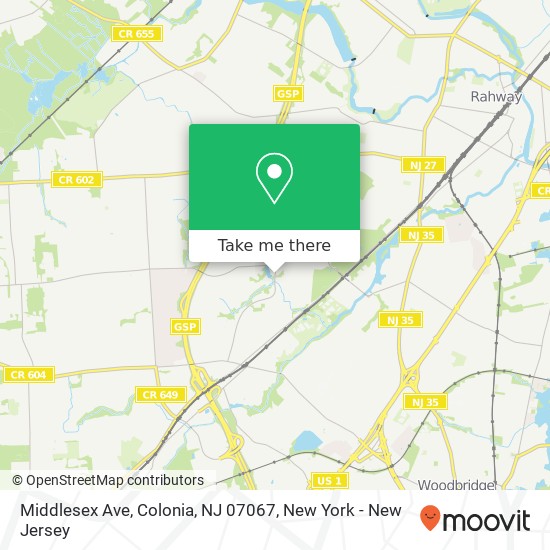 Mapa de Middlesex Ave, Colonia, NJ 07067