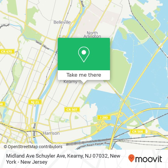 Midland Ave Schuyler Ave, Kearny, NJ 07032 map