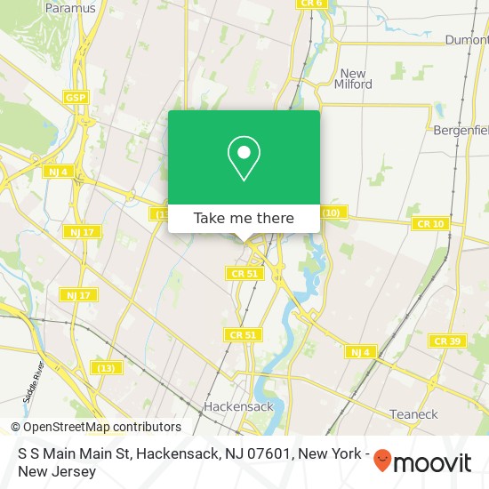 Mapa de S S Main Main St, Hackensack, NJ 07601