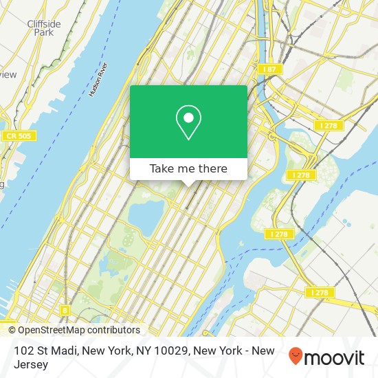 Mapa de 102 St Madi, New York, NY 10029