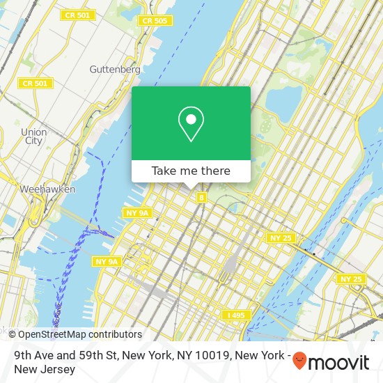 9th Ave and 59th St, New York, NY 10019 map