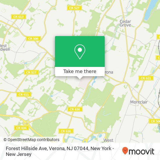 Mapa de Forest Hillside Ave, Verona, NJ 07044