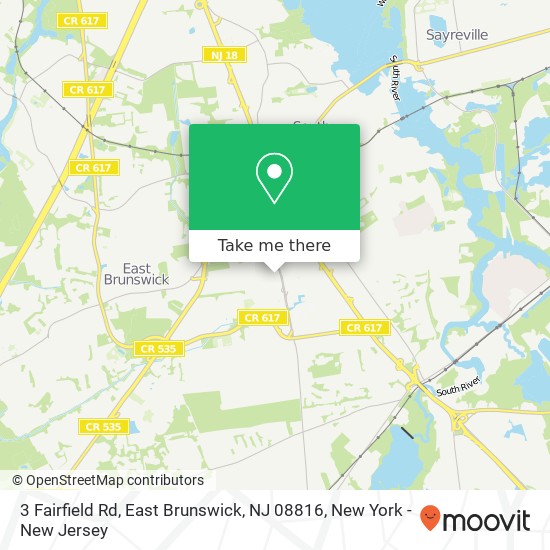 Mapa de 3 Fairfield Rd, East Brunswick, NJ 08816