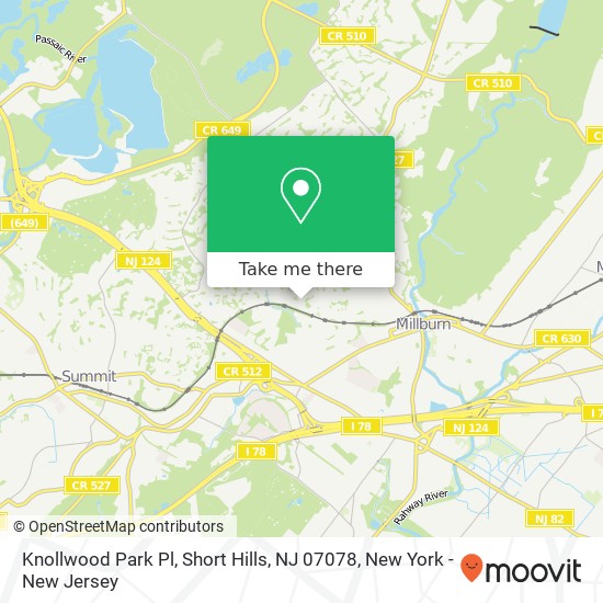 Mapa de Knollwood Park Pl, Short Hills, NJ 07078