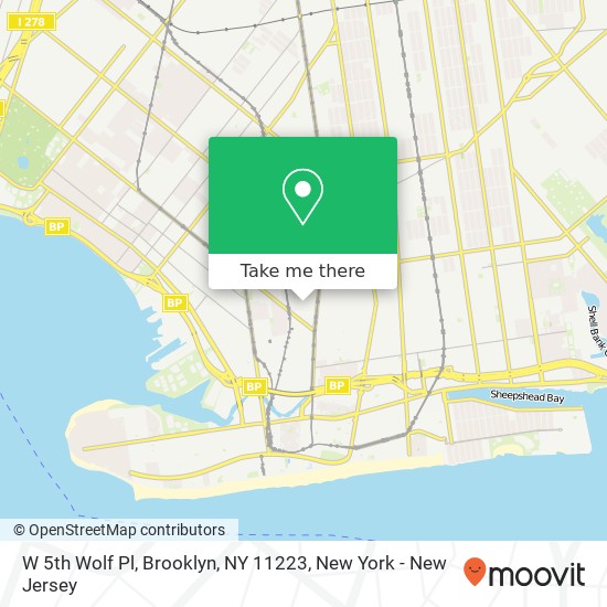 Mapa de W 5th Wolf Pl, Brooklyn, NY 11223