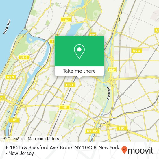 Mapa de E 186th & Bassford Ave, Bronx, NY 10458