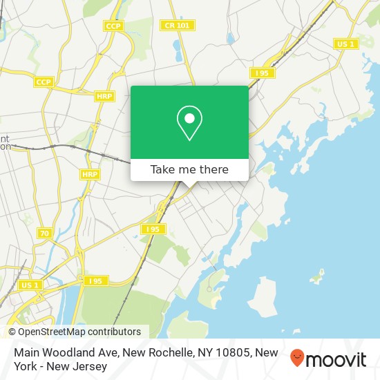 Mapa de Main Woodland Ave, New Rochelle, NY 10805