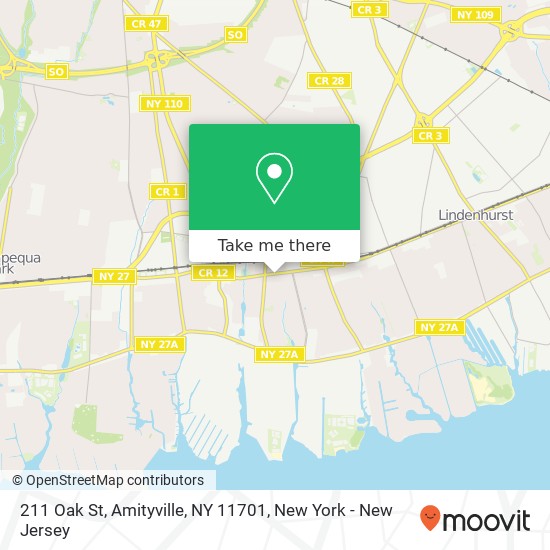 211 Oak St, Amityville, NY 11701 map