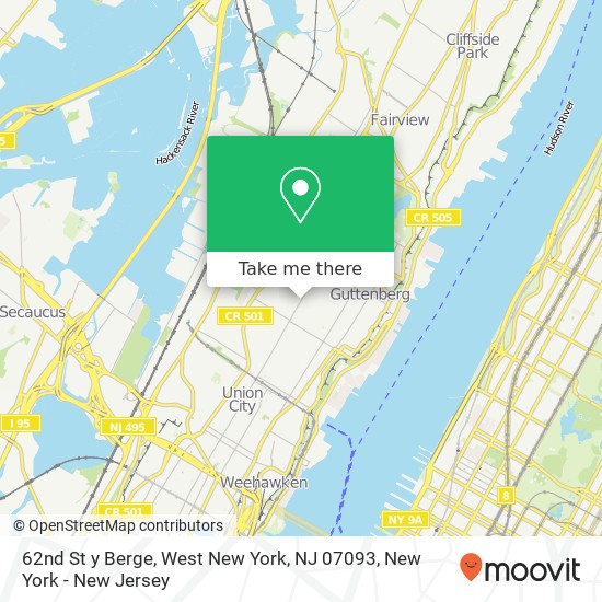 Mapa de 62nd St y Berge, West New York, NJ 07093