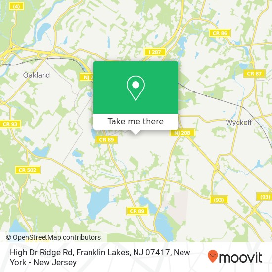 Mapa de High Dr Ridge Rd, Franklin Lakes, NJ 07417