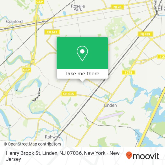 Mapa de Henry Brook St, Linden, NJ 07036