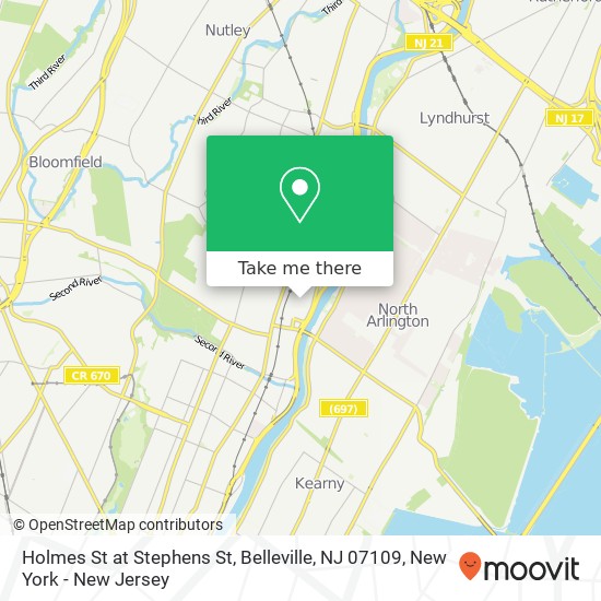 Mapa de Holmes St at Stephens St, Belleville, NJ 07109