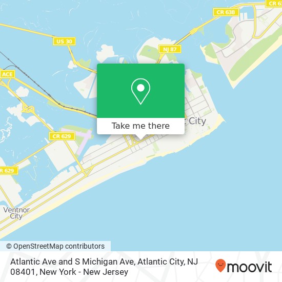 Mapa de Atlantic Ave and S Michigan Ave, Atlantic City, NJ 08401