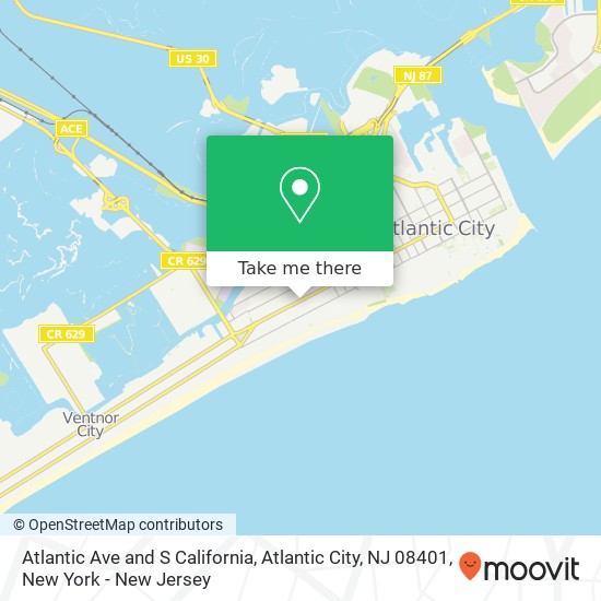 Mapa de Atlantic Ave and S California, Atlantic City, NJ 08401