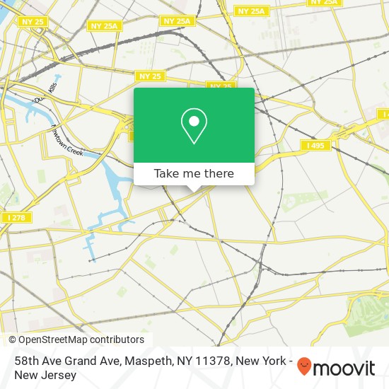 Mapa de 58th Ave Grand Ave, Maspeth, NY 11378