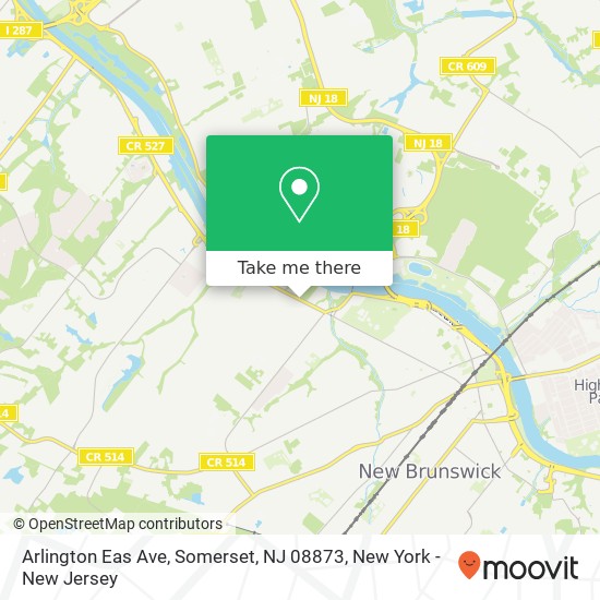 Mapa de Arlington Eas Ave, Somerset, NJ 08873