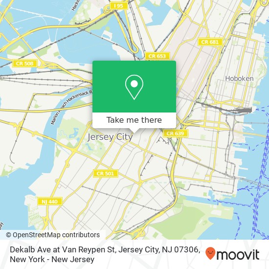 Mapa de Dekalb Ave at Van Reypen St, Jersey City, NJ 07306