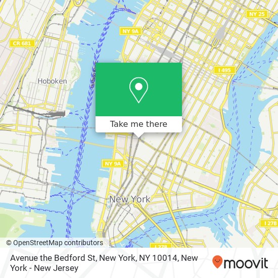 Mapa de Avenue the Bedford St, New York, NY 10014