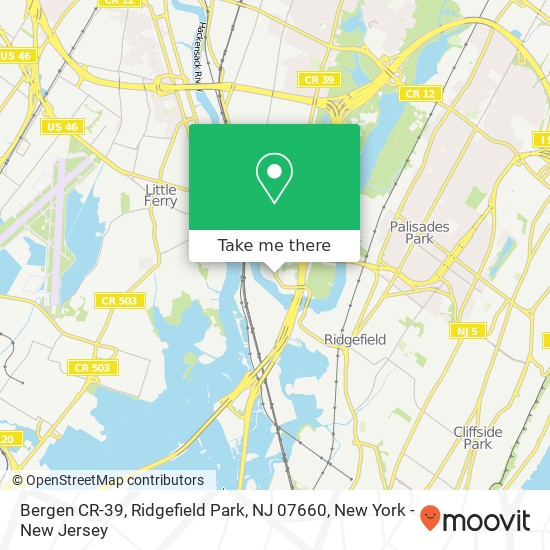 Mapa de Bergen CR-39, Ridgefield Park, NJ 07660