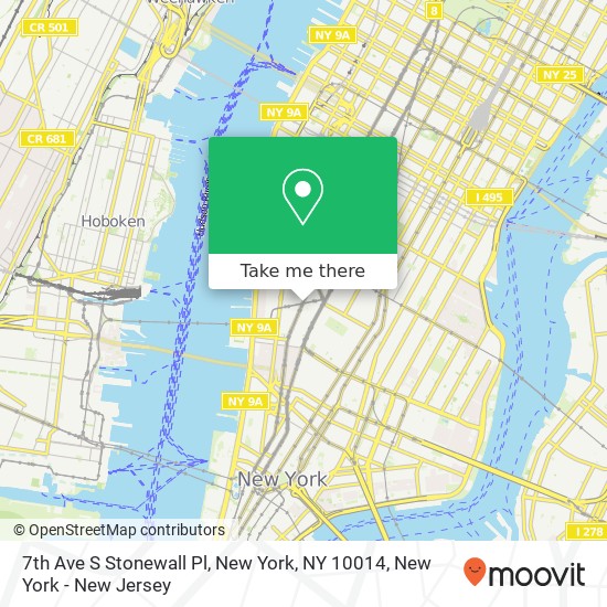 Mapa de 7th Ave S Stonewall Pl, New York, NY 10014