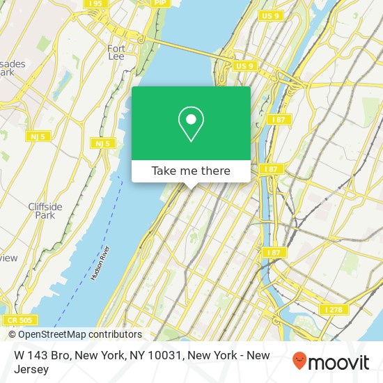 Mapa de W 143 Bro, New York, NY 10031