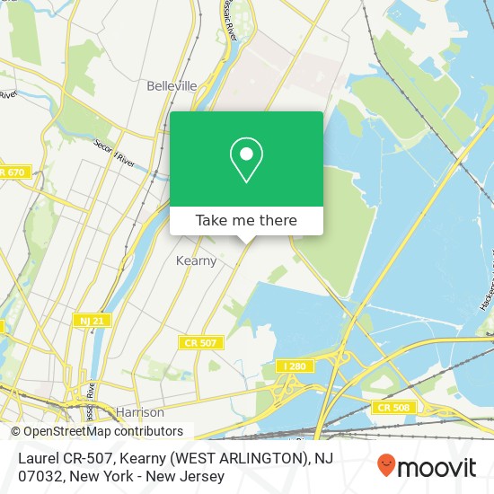 Laurel CR-507, Kearny (WEST ARLINGTON), NJ 07032 map