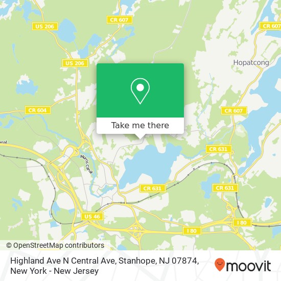 Mapa de Highland Ave N Central Ave, Stanhope, NJ 07874