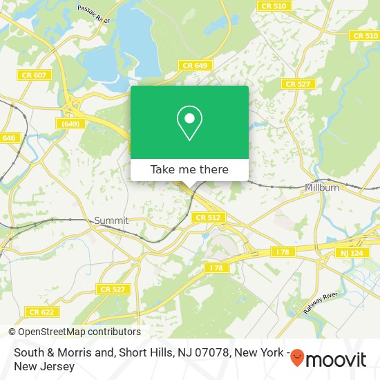 Mapa de South & Morris and, Short Hills, NJ 07078