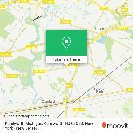 Mapa de Kenilworth Michigan, Kenilworth, NJ 07033