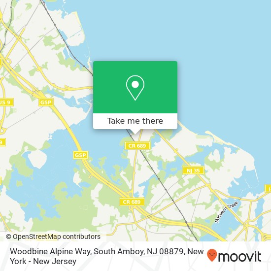 Mapa de Woodbine Alpine Way, South Amboy, NJ 08879