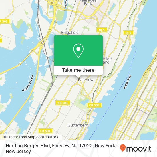 Mapa de Harding Bergen Blvd, Fairview, NJ 07022