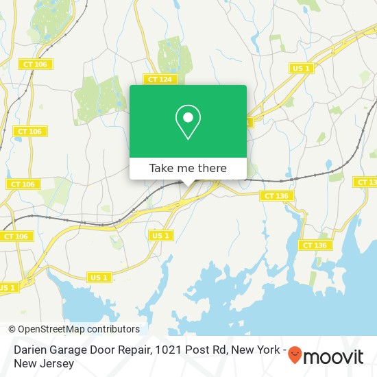 Mapa de Darien Garage Door Repair, 1021 Post Rd