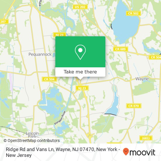 Mapa de Ridge Rd and Vans Ln, Wayne, NJ 07470