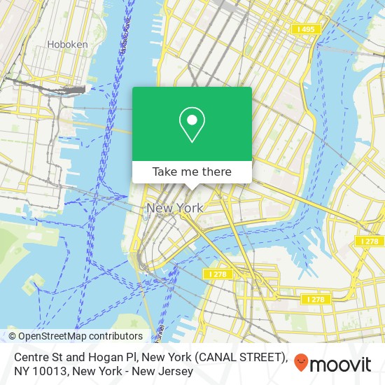 Centre St and Hogan Pl, New York (CANAL STREET), NY 10013 map