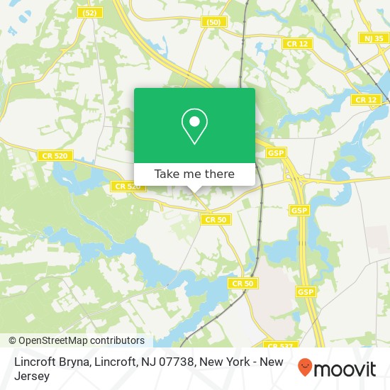 Mapa de Lincroft Bryna, Lincroft, NJ 07738